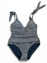 Load image into Gallery viewer, NWT Ellen Tracy 1-Piece Swimsuit Navy Blue Gingham Checkered UP5-50+ L
