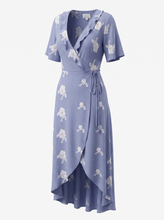 Load image into Gallery viewer, NWT Lost + Wander Iris Ruffled Floral Print Short Sleeve Maxi Wrap Dress. M
