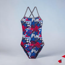 Load image into Gallery viewer, NWT Speedo Pro LT Women's Printed Double Crossback Swimsuit Overdrive 32-M
