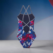 Load image into Gallery viewer, NWT Speedo Pro LT Women's Printed Double Crossback Swimsuit Overdrive 32-M
