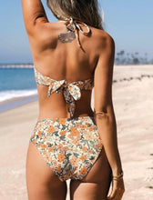 Load image into Gallery viewer, NWT CUPSHE Women's Floral Smocked Bandeau Bikini Set L
