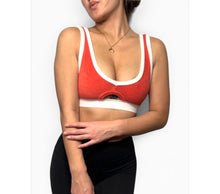 Load image into Gallery viewer, NWT Zara Terry Cloth Cutout Bra Top Red &amp; White M

