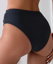 Load image into Gallery viewer, AD 1pc Women&#39;S High-Waisted Bikini Bottoms with Metallic Accents Black M
