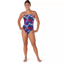 Load image into Gallery viewer, NWT Speedo Pro LT Women's Printed Double Crossback Swimsuit Overdrive 32-M
