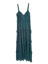 Load image into Gallery viewer, NWOT Lulus Sincerely Poised Emerald Backless Bustier Tiered Maxi Dress L
