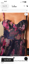 Load image into Gallery viewer, NWOT Lulus Alluring Invite Midnight Blue Floral Pleated Bustier Midi Dress M
