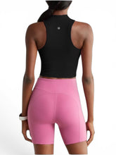 Load image into Gallery viewer, NWOT Zella Studio Luxe Mock Neck Support Crop Tank Black L
