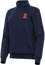Load image into Gallery viewer, NWT Champion ANTIGUA ILLINOIS FIGHTING ILLINI WOMENS NAVY BLUE VICTORY QTR ZIP S
