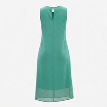 Load image into Gallery viewer, NWOT Calvin Klein Emerald Green Mesh Overlay Sleeveless Shift Dress with Liner M
