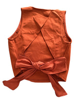 Load image into Gallery viewer, NWT Lulus "Cought Your Eye" Rust Orange Cross-Back Tie-Back Crop Top M
