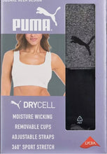 Load image into Gallery viewer, NWT Women’s PUMA 2PK Seamless Sport Bra Size XL
360 Stretch Drycell Grey/Black
