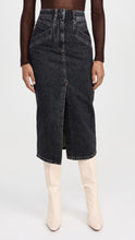 Load image into Gallery viewer, NWT Iro Clarysse Faded Denim Midi Skirt Black Stone Size 38
