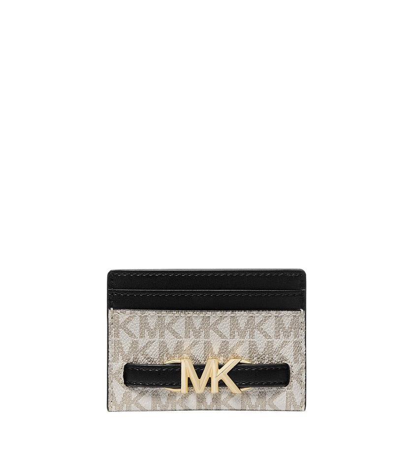 MICHAEL KORS Reed Large Logo Card Case Vanilla Black