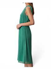 Load image into Gallery viewer, NWOT Calvin Klein Emerald Green Mesh Overlay Sleeveless Shift Dress with Liner M

