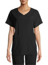 Load image into Gallery viewer, NWT ClimateRight by Cuddl Duds Women's V-Neck Scrub Top Black M
