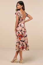 Load image into Gallery viewer, NWOT Lulus Composed Beauty Blush Pink Burnout Velvet Floral Midi Dress M
