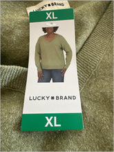 Load image into Gallery viewer, NWT Lucky Brand Women's Soft Long Sleeve V-Neck Sweater Olive Night (Green)XL
