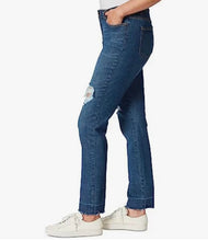 Load image into Gallery viewer, NWT Gloria Vanderbilt Slim Straight Distressed jeans(Destin w/Whiskers)Navy 4R
