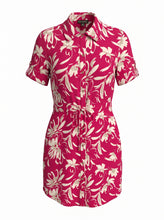Load image into Gallery viewer, NWT Halston Pink Floral Button-Front Shirt Dress M
