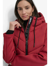 Load image into Gallery viewer, NWT DKNY Women's Puffer Jacket, Lightweight, Hooded, Full Zip, Red, Small
