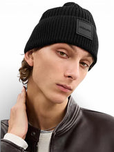Load image into Gallery viewer, NWT Coach Knit Beanie With Rubber Patch Black
