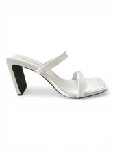 Load image into Gallery viewer, NWT Bamboo Women's Square Toe Two Strap Open Toe Block Heels Sandals White Various Sizes
