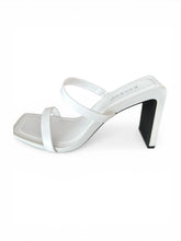 Load image into Gallery viewer, NWT Bamboo Women's Square Toe Two Strap Open Toe Block Heels Sandals White Various Sizes
