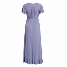 Load image into Gallery viewer, NWT Ingrid &amp; Isabel Lavender Ruffle Flutter Sleeve Faux Wrap Maternity Dress S
