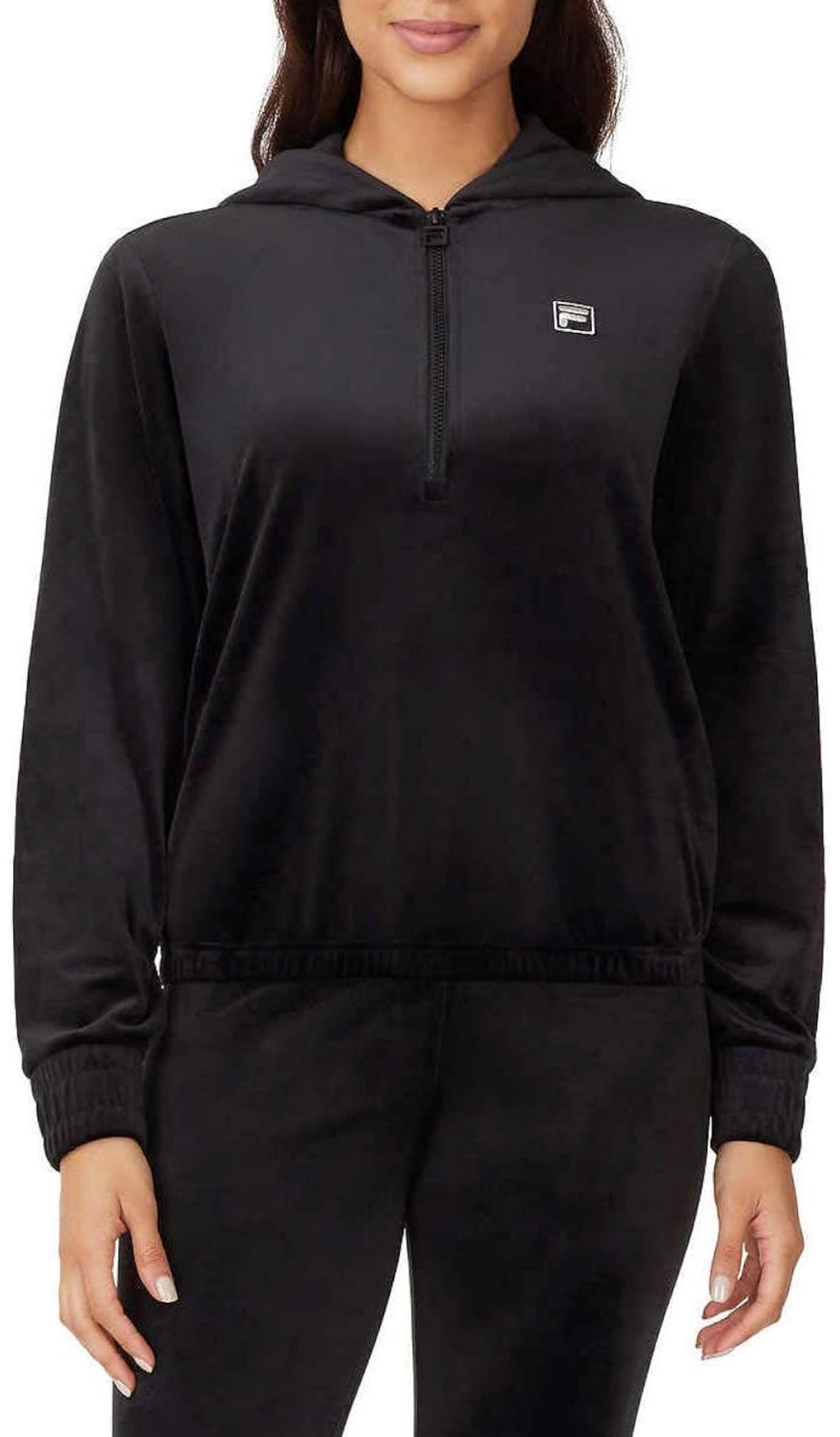 Fila Womens Velour Quarter Zip Hoodie Black XXL