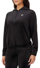 Load image into Gallery viewer, Fila Womens Velour Quarter Zip Hoodie Black Small
