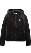 Load image into Gallery viewer, Fila Womens Velour Quarter Zip Hoodie Black Small
