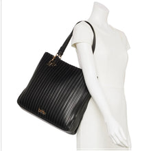 Load image into Gallery viewer, Nicole Miller Pleated Tote Bag Black
