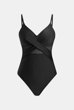 Load image into Gallery viewer, Cupshe Romantic/Feminine Mesh Wrap Front Cutout One Piece Swimsuit Black M
