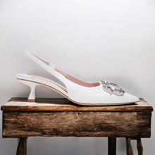 Load image into Gallery viewer, Kate spade NY Renata Leather Embellished Slingback Pumps True White 7.5B
