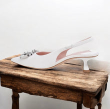 Load image into Gallery viewer, Kate spade NY Renata Leather Embellished Slingback Pumps True White 7.5B
