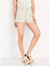 Load image into Gallery viewer, OLD NAVY Higher High Rise Sky-Hi A-Line 3” Inseam Ecru Size 4
