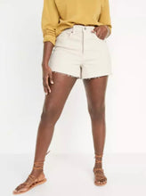 Load image into Gallery viewer, OLD NAVY Higher High Rise Sky-Hi A-Line 3” Inseam Ecru Size 4
