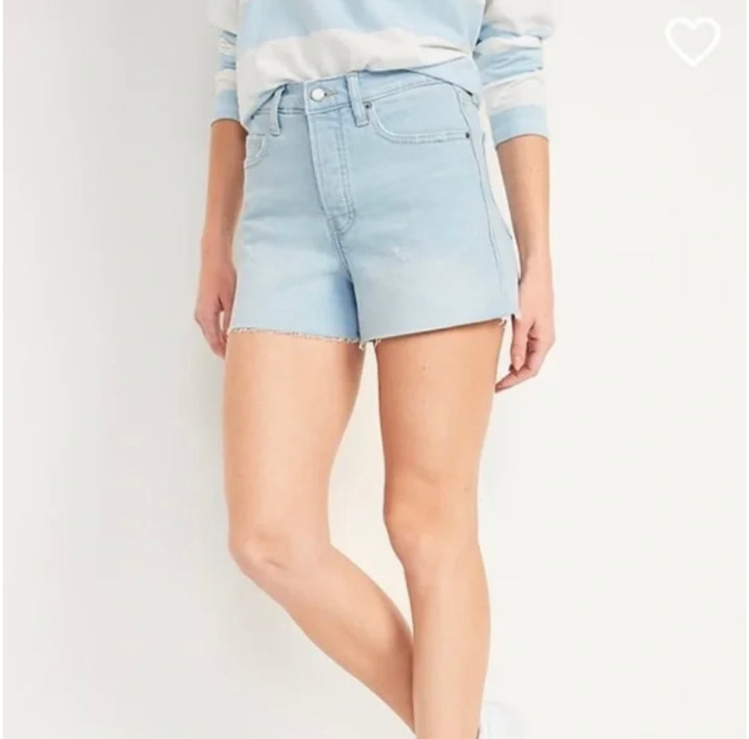 OLD NAVY Higher High Rise Sky-Hi A-Line 3” Inseam Lt Blue/ Lt Wash Denim 4