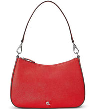 Load image into Gallery viewer, Lauren Ralph Lauren Women's Crosshatch Leather Med Danni Shoulder Bag Red
