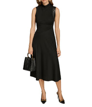 Load image into Gallery viewer, DONNA KARAN Mock Neck Midi Dress Black 12
