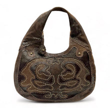 Load image into Gallery viewer, Isabella Fiore Western Studded Leather Calf Hair Large Hobo Shoulder Bag
