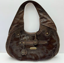 Load image into Gallery viewer, Isabella Fiore Western Studded Leather Calf Hair Large Hobo Shoulder Bag
