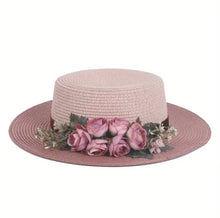 Load image into Gallery viewer, Andrea’s Deals Handcrafted Sun Hat Color Blocked Rose Flower
