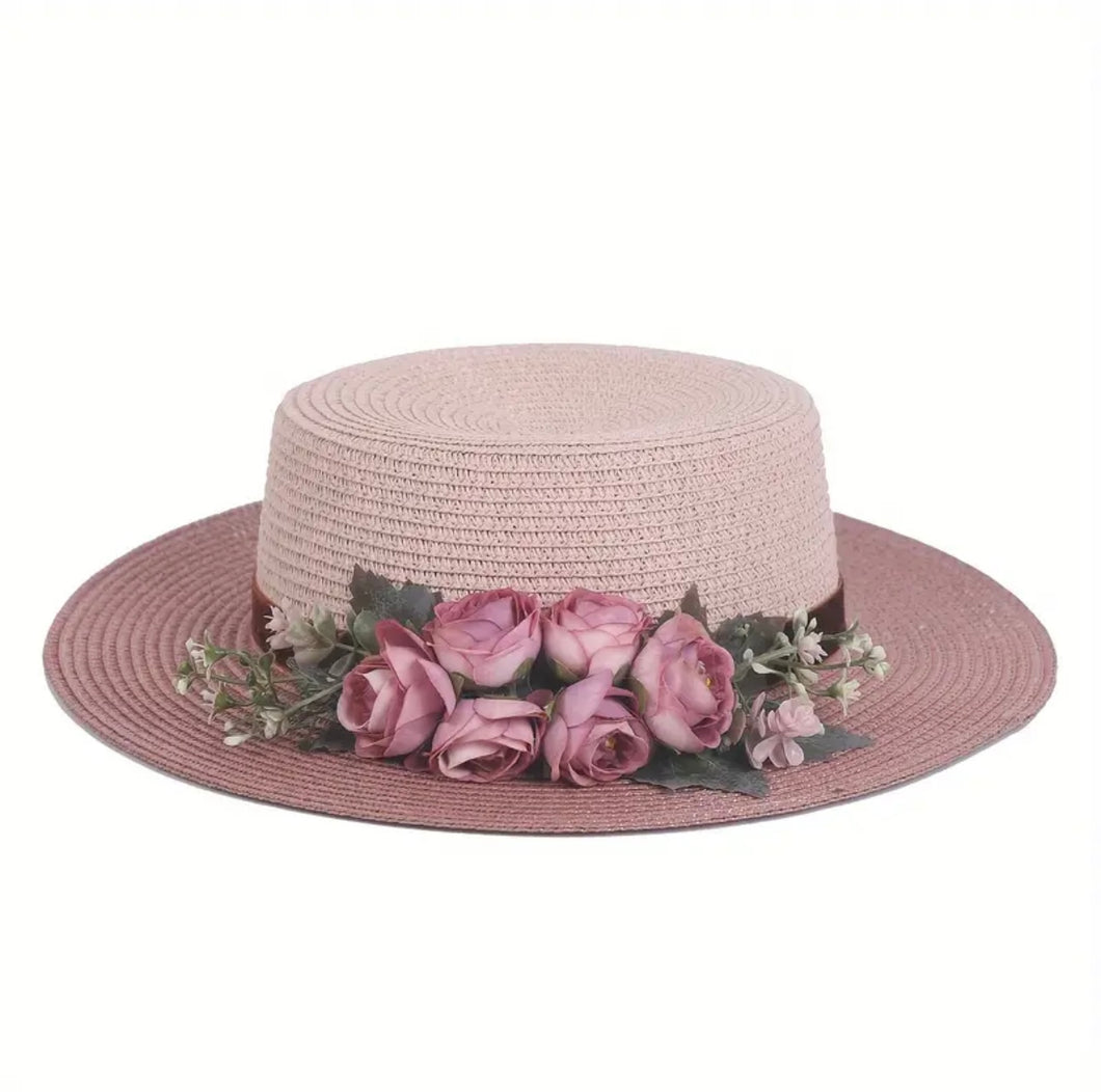 Andrea’s Deals Handcrafted Sun Hat Color Blocked Rose Flower