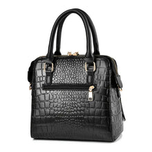 Load image into Gallery viewer, Andrea&#39;s Deals Vintage Crocodile Pattern Tote Bag, Convertible Black
