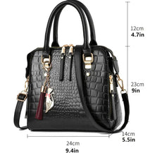 Load image into Gallery viewer, Andrea&#39;s Deals Vintage Crocodile Pattern Tote Bag, Convertible Black
