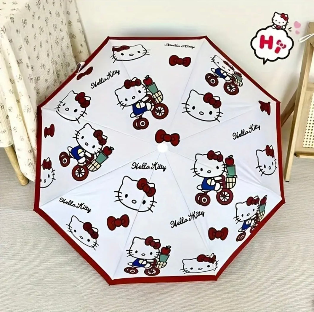 Sanrio Hello Kitty Pattern Automatic Folding Umbrella With UV Protection Cycling CY Cat