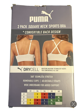 Load image into Gallery viewer, Puma Convertible Sports Bra 2 Pack Grey &amp; Black M
