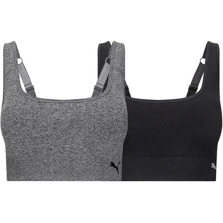Puma Convertible Sports Bra 2 Pack Grey & Black M