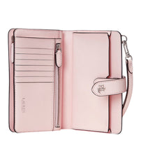 Load image into Gallery viewer, Lauren Ralph Lauren Crosshatch Leather Tech Wristlet Pink Opal
